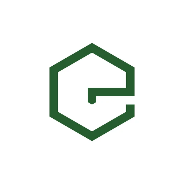 Písmeno e šestihranné geometrické logo — Stockový vektor