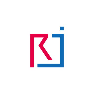 harf rj ok basit geometrik kare çizgi tasarım sembolü logo vektörü