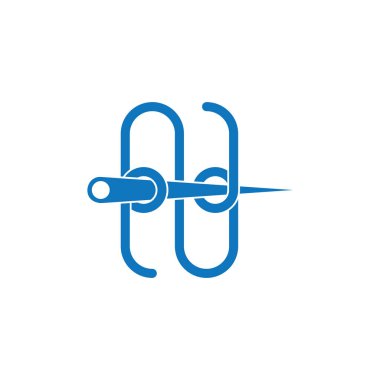 harf n bağlantılı iplik iğne sembolü logo vektörü