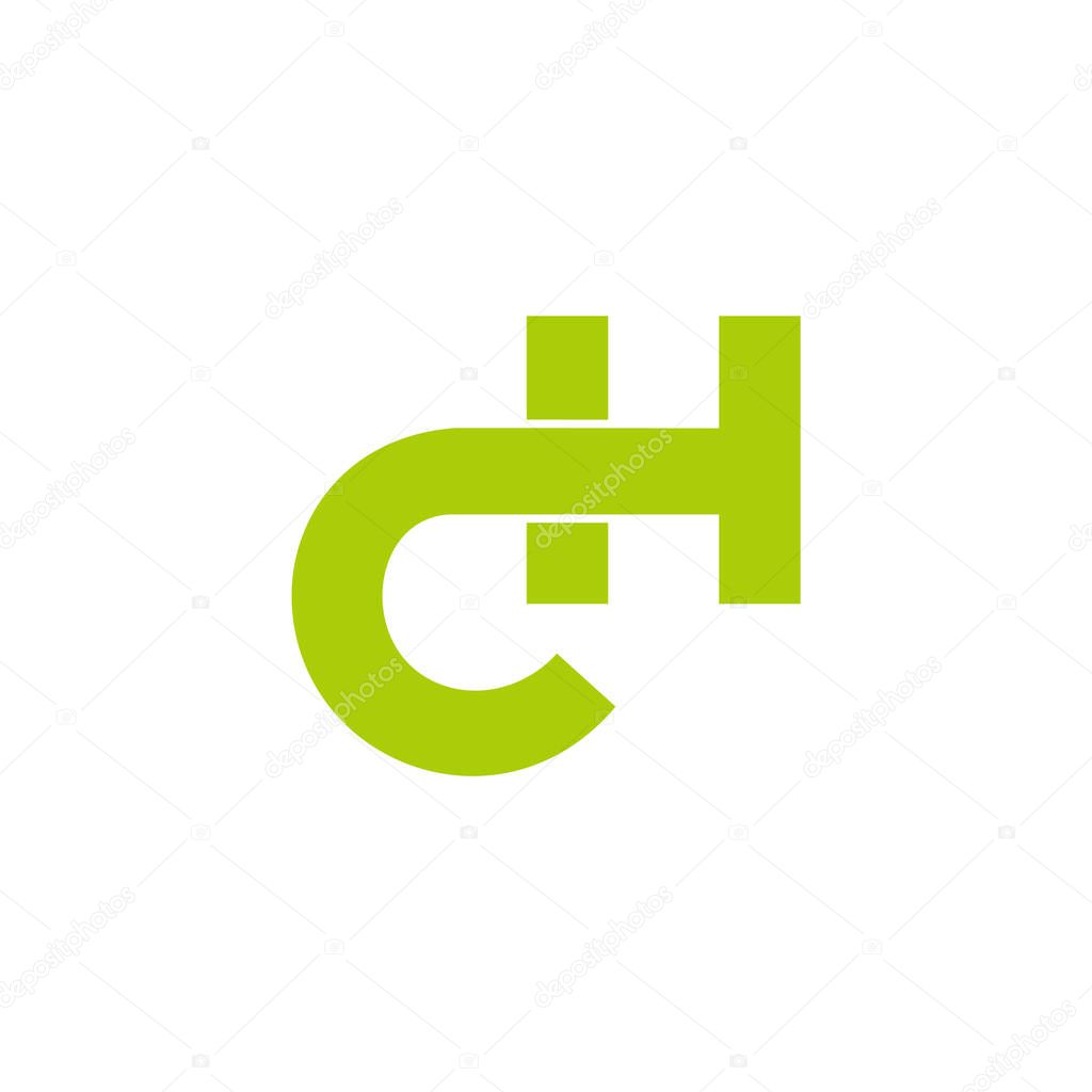 letter ch simple overlapping geometric line symbol logo vector