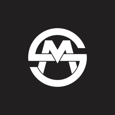 harf sm bağlı geometrik logo vektörü