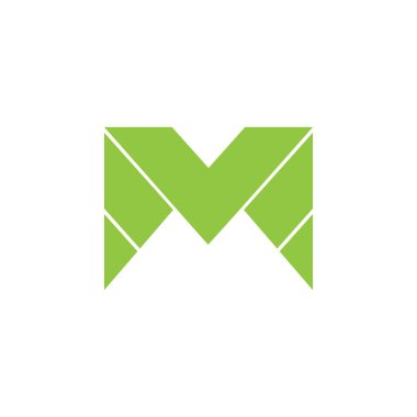 m harfi basit geometrik kağıt origami logo vektörü