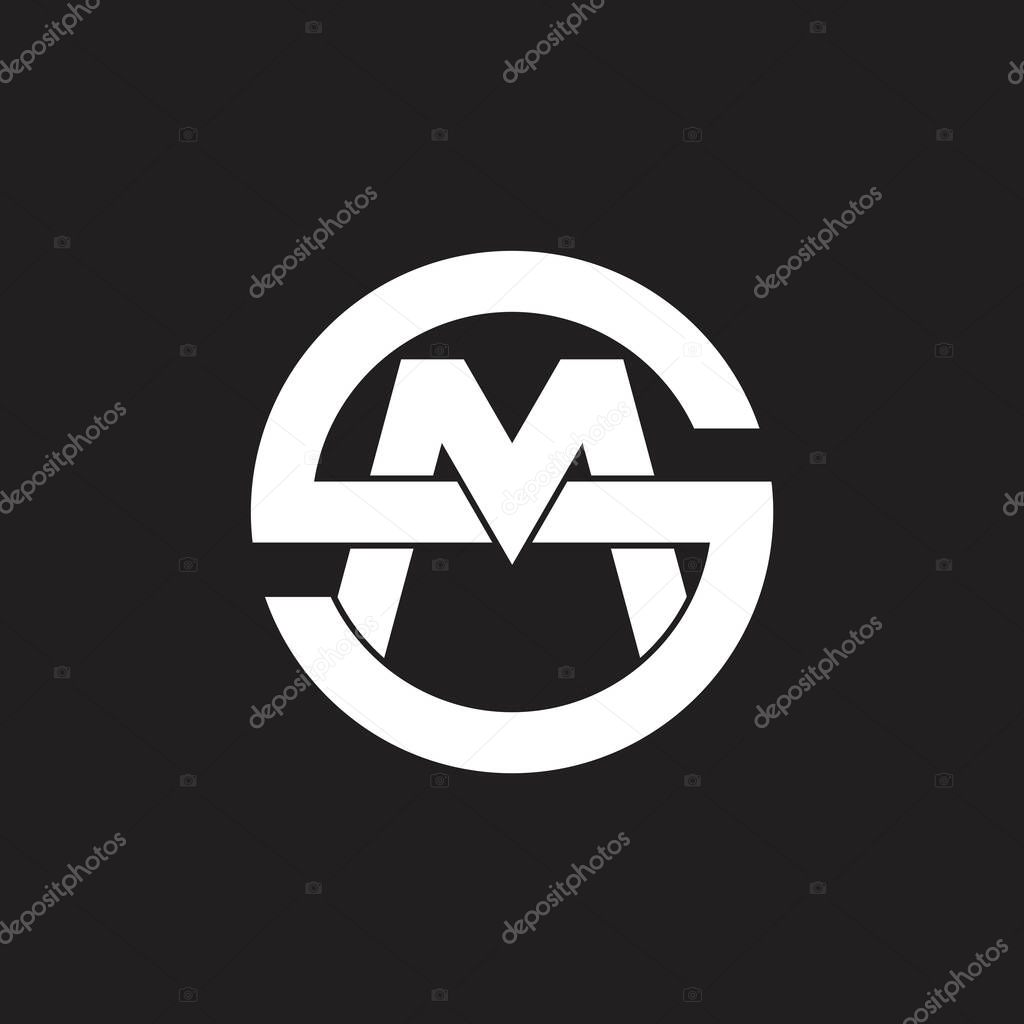 letter sm linked geometric logo vector