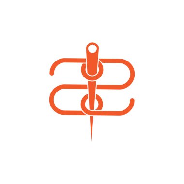 2 numaralı iplik iğne sembolü logo vektörü