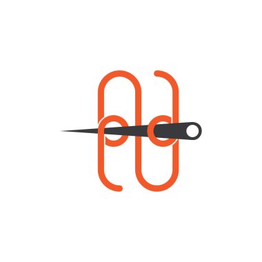 harf n bağlantılı iplik iğne sembolü logo vektörü