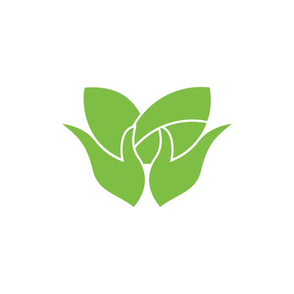 Mano Geométrica Simple Mantenga Hoja Planta Círculo Logotipo Vector — Vector de stock