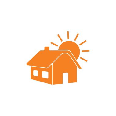 basit geometrik gündoğumu ev düz 3d tasarım logo vektör