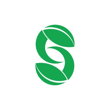 harf bağlı yaprak geometrik logo vektörü