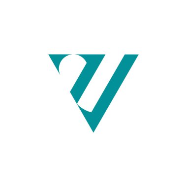 V harfi karşı ok geometrik üçgen logo vektörü