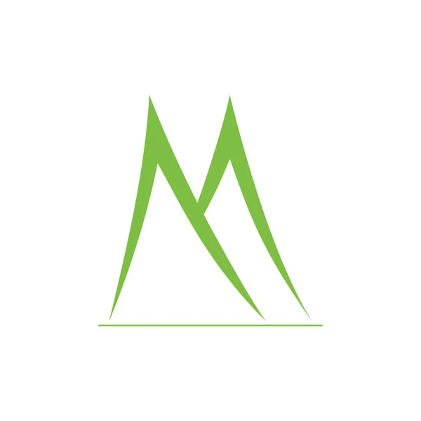手紙M抽象的なシンプルな緑の山のロゴベクトル — ストックベクタ
