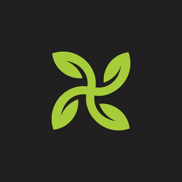 Quadrato Geometrico Verde Foglia Cerchio Logo Vettore — Vettoriale Stock