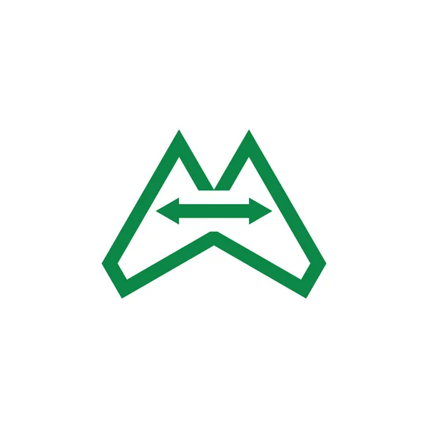 手紙M山の標識矢印ロゴベクトル — ストックベクタ