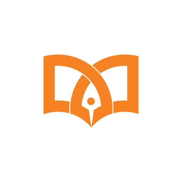 Basit geometrik kitap ve kalem yazarı eğitim logosu