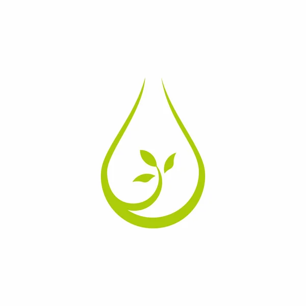 Hoja Fresca Gota Agua Diseño Geométrico Simple Símbolo Natural Logotipo — Archivo Imágenes Vectoriales