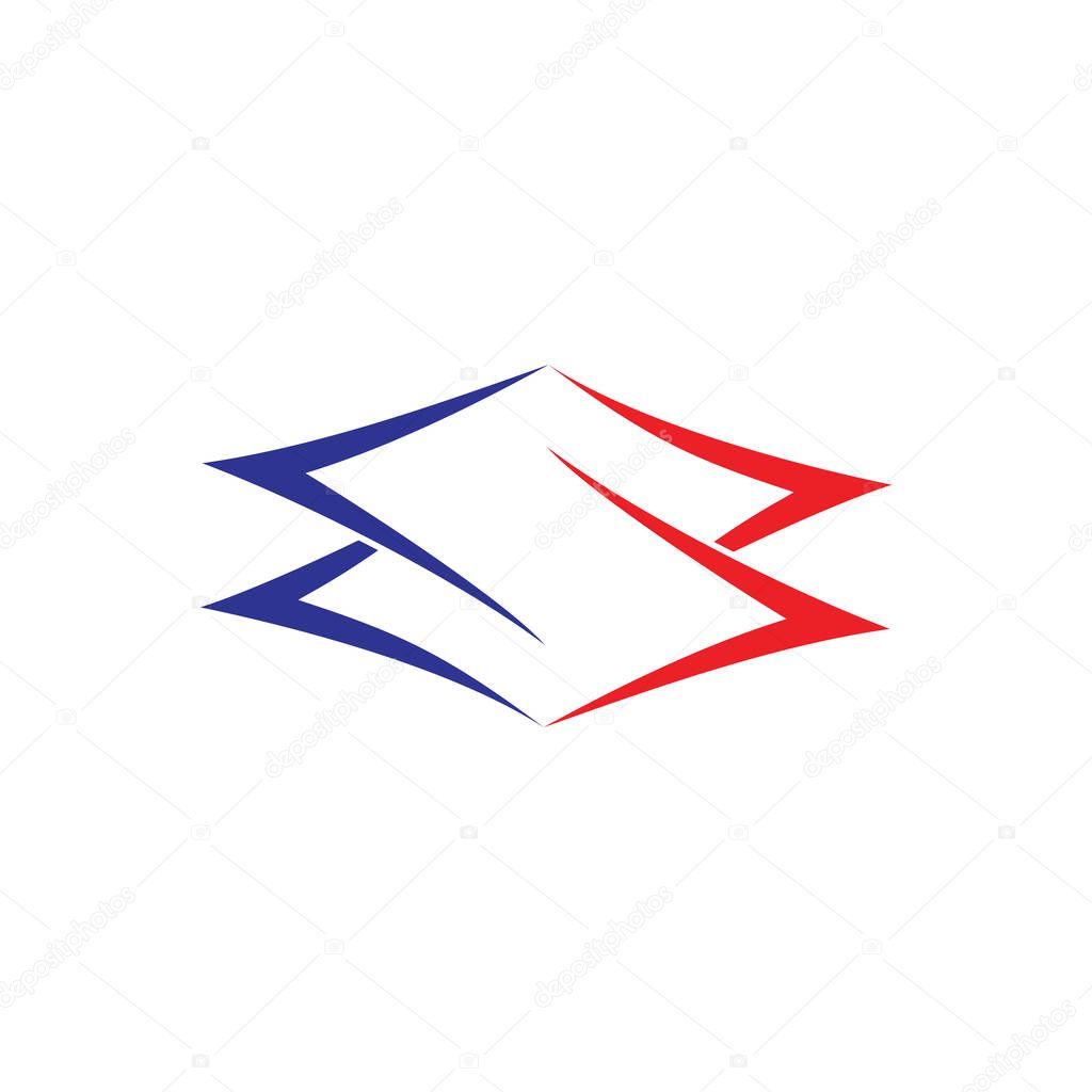 letter sm simple arrow logo vector