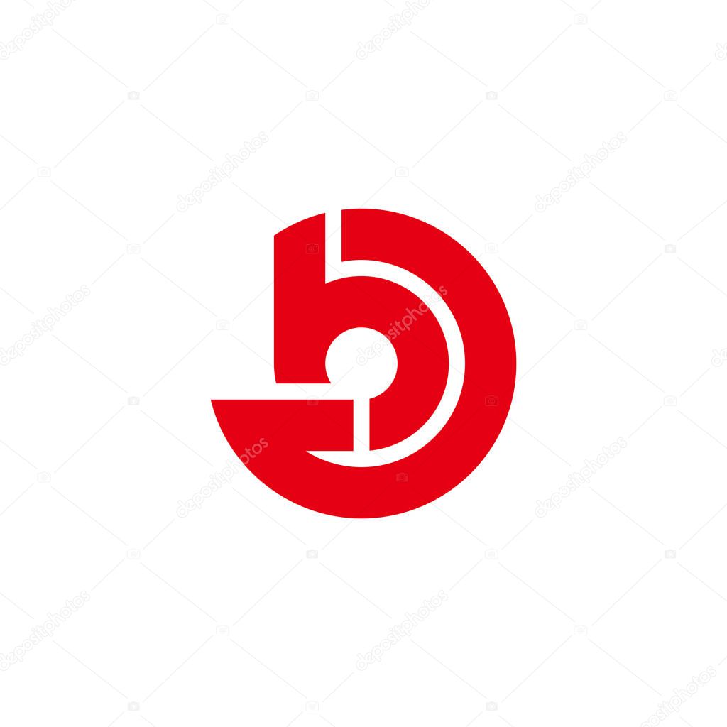 Letter db circle rotation arrow geometric design logo vector