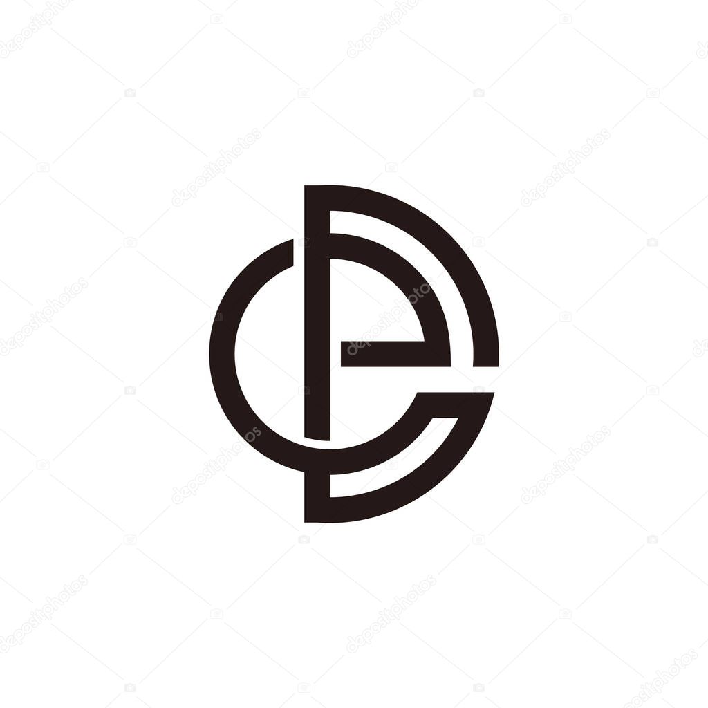 Letter de linked overlapping line symbol vector