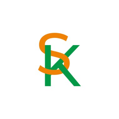 sk harfi bağlı çizgi vektörü ürün logosu için uygun renkli tasarım