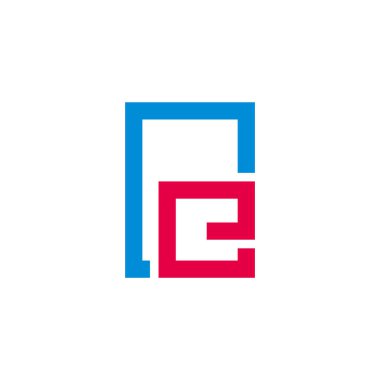 soyut harf re basit çerçeve sembolü logo vektörü