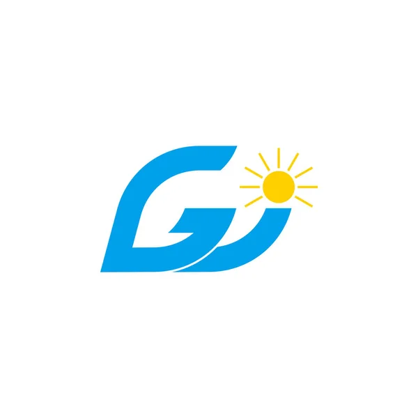 Harf Dalgaları Güneş Geometrik Logo Vektörü — Stok Vektör