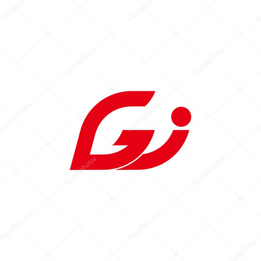 Abstract letter gj geometric arrow line logo vector