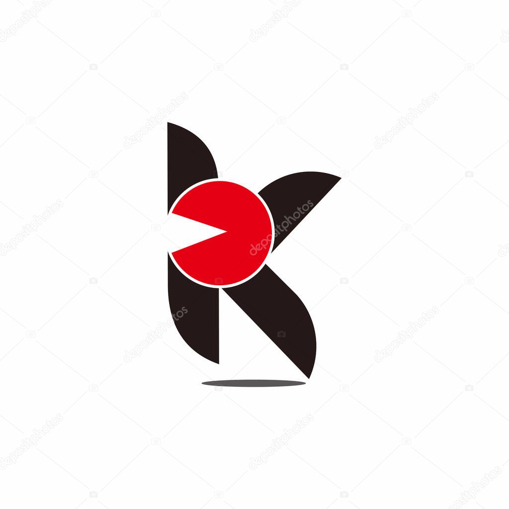 letter k geometric circle shadow simple logo vector