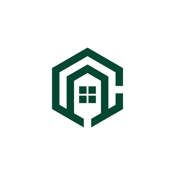Letra Casa Hexagonal Logotipo Geométrico Vetor —  Vetores de Stock