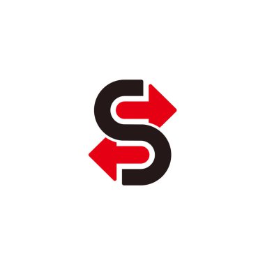 harf s karşıt oklar geometrik tasarım logo vektörü