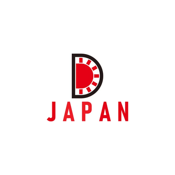 Buchstabe Sonnenstrahlen Japan Rot Symbol Geometrisches Design Logo Vektor — Stockvektor