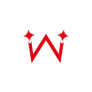 W harfi basit geometrik parlayan yıldızlar sembol vektörü