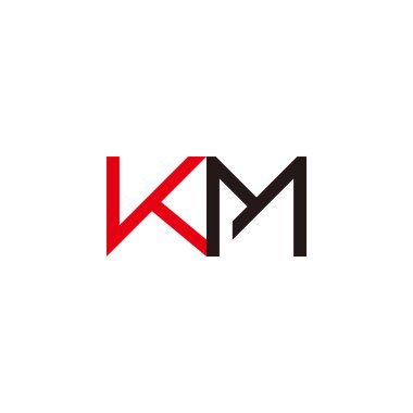harf km basit geometrik renkli logo vektörü