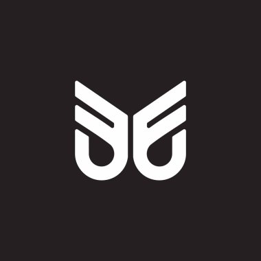 ff harfi basit geometrik çizgi kanatları logo vektörü