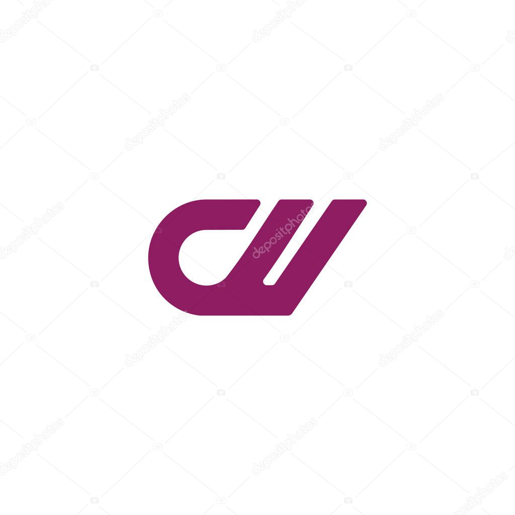 letter cw simple geometric line symbol logo vector
