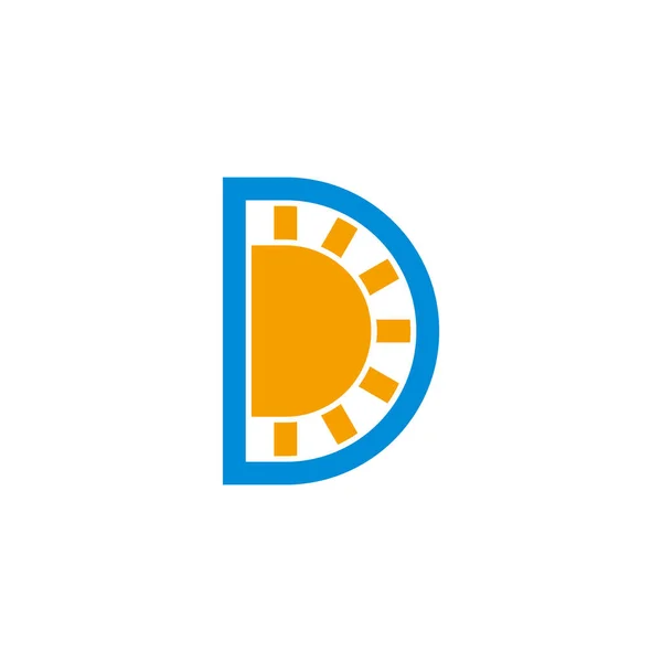 Harfi Basit Geometrik Güneş Işınları Logo Vektörü Tasarımı — Stok Vektör