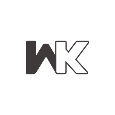 wk harfi basit bağlı geometrik logo vektörü