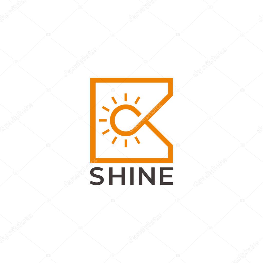 Abstract letter ck shine bulb design logo vector