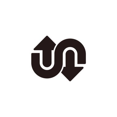 un harfi zıt oklar geometrik tasarım logo vektörü