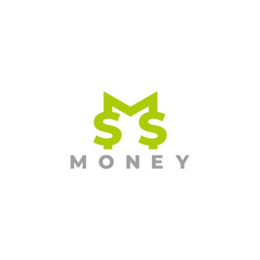 m yeşil harfi bağlantılı para dolar tasarımı logo vektörü