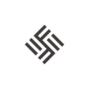 soyut harf ff daire geometrik çizgi kare logo vektörü