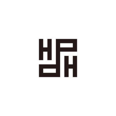 soyut harf hp geometrik çizgi kare logo vektörü