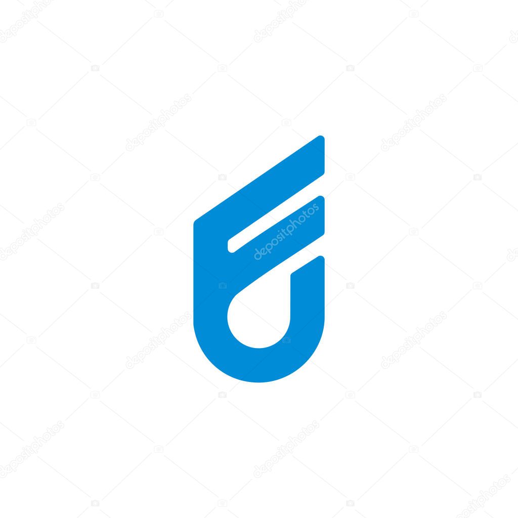 Letter f simple geometric line symbol logo vector