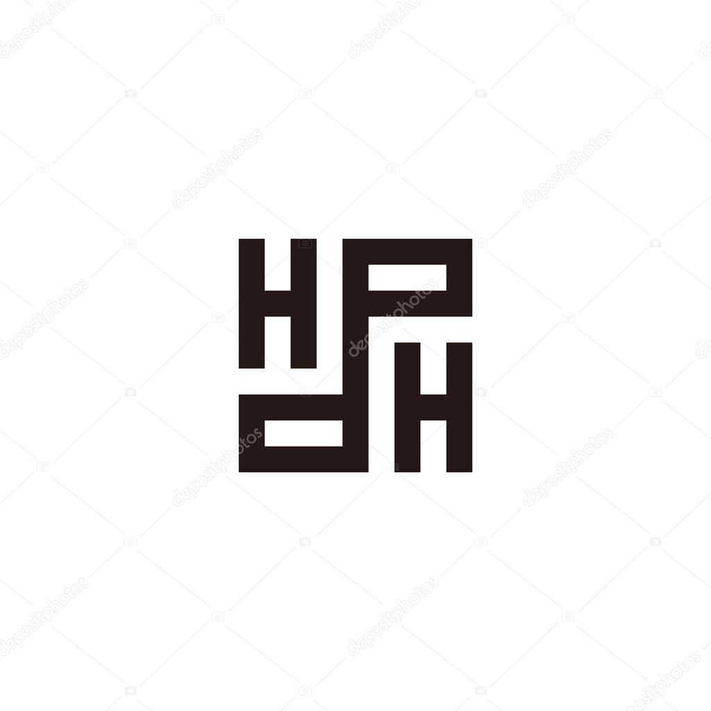 abstract letter hp geometric line square logo vector