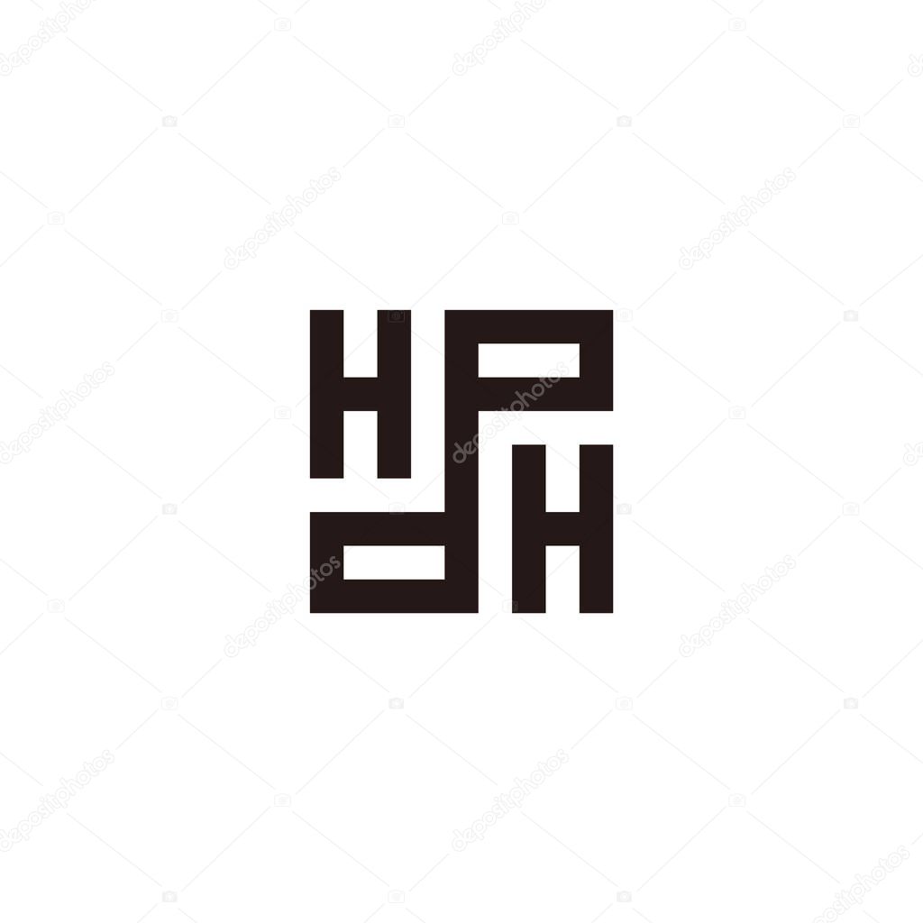 Abstract letter hp geometric line square logo vector