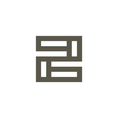 soyut numara 2 basit kare geometrik çizgi logo vektörü