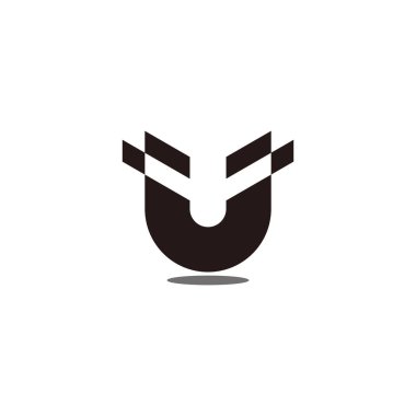 harf u hareketli geometrik basit logo vektörü 