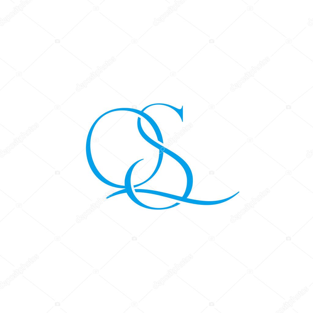 Letter qs simple flow blue water logo vector