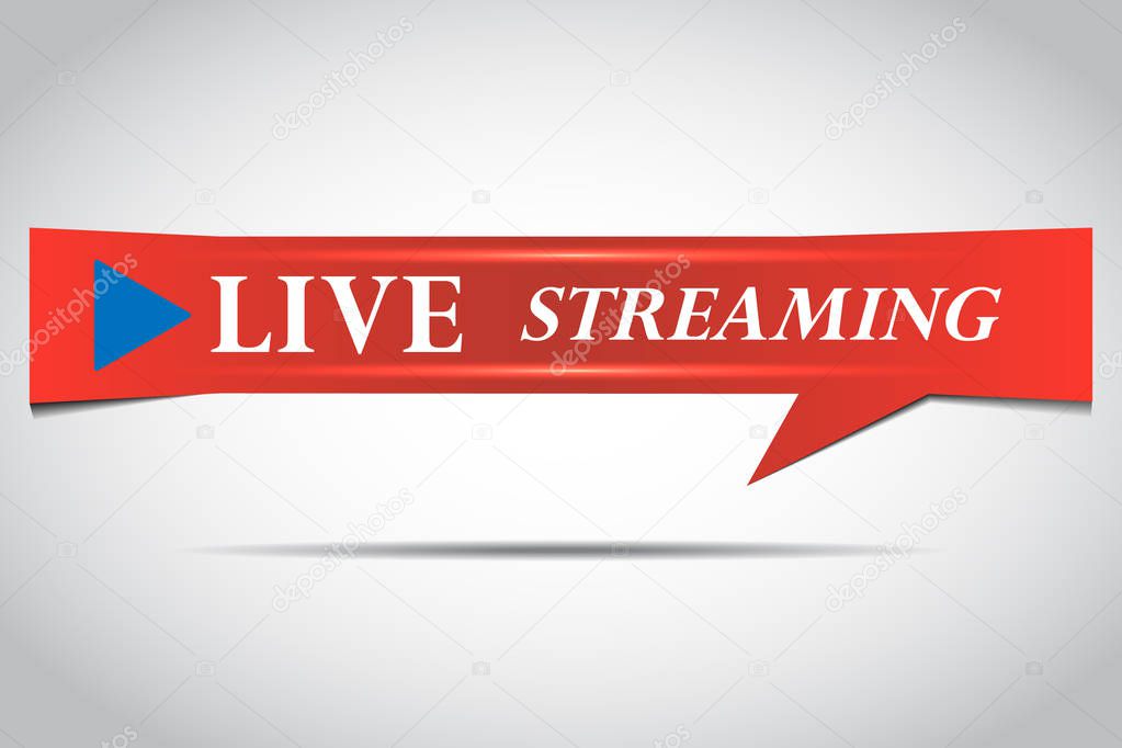 Live streaming icon vector symbol, isolated on white background. Button video player. EPS10