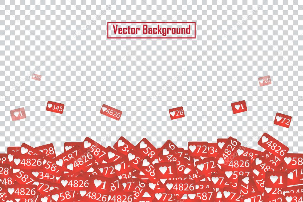 Social Network Like Counter Icons Abstract Illustration Isolated on transparent background. Design Elements for Web, Internet, App, Advertisement, Marketing. Vector illustration