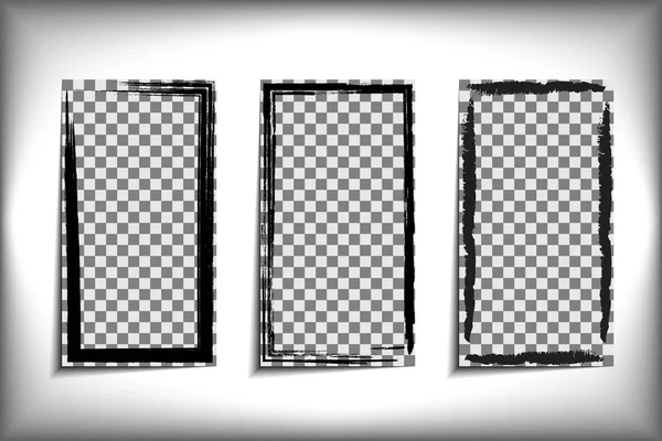 Conjunto de 3 bordes rectángulos dibujados a mano diferentes. Pincelada a lápiz. Caja para imagen o texto. Diseño de post de redes sociales. Ilustración vectorial . — Archivo Imágenes Vectoriales