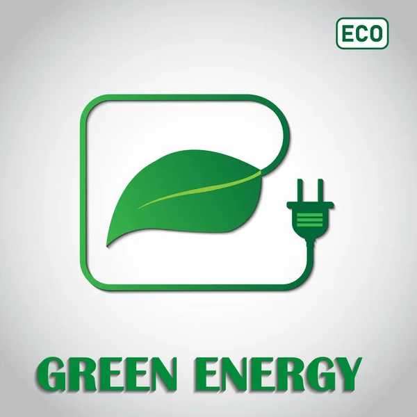 Creative symbol concept for renewable energy. Leaf and electric plug logo design layout. Flat icon concept for green energy. — Stock Vector